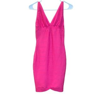 Hot Pink Bodycon Mini Dress Halter Top